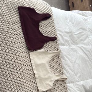American Eagle Outfitters Crop Tops - Burgundy and Cream